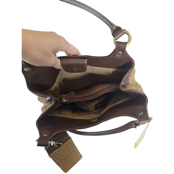 Y2K Rosetti 3 Piece Boho Woven Brown Shoulder Bag Set NWT Coconut Girl Deadstock - Picture 4 of 8